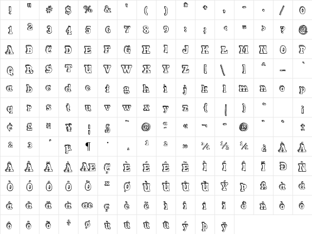 Sketch Match Regular  glyph index