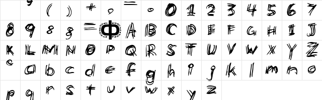 etchy Regular  glyph index
