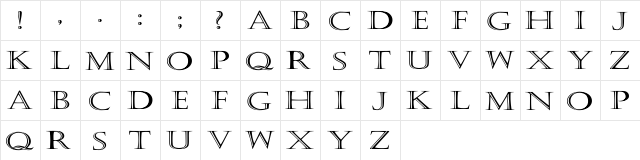 Kastellar Wd Regular  glyph index