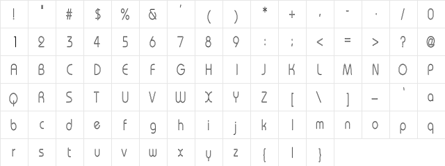 Bauhaus-Light-LHC Regular  glyph index