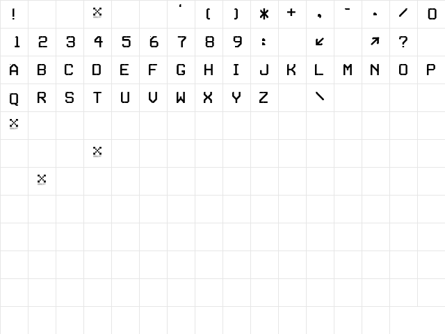 SERIESC Regular  glyph index