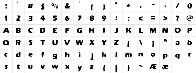 Weathered Solid (BRK) Regular  glyph index