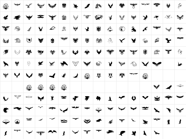 Eagle Regular  glyph index