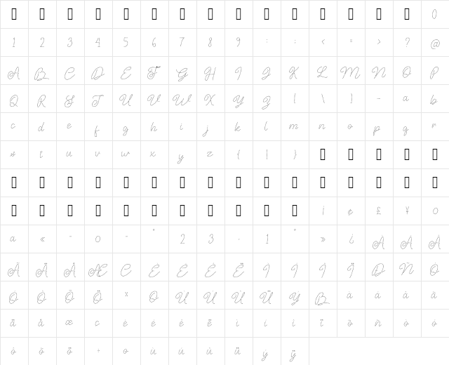 Santa christmas start Regular  glyph index