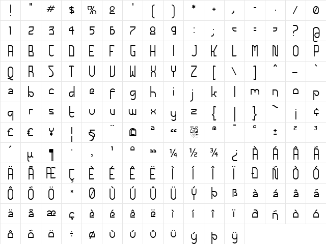 Futurex - AlternateTC Regular  glyph index
