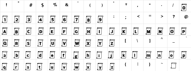 WavyThingSpacedBold Regular  glyph index
