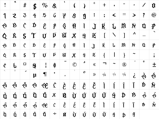 La Flama y La Espina Desolation  glyph index