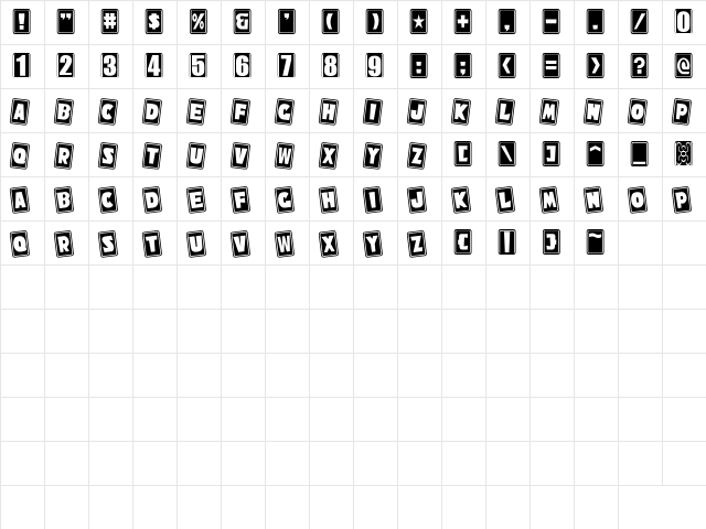 NiseSonicShuffle Regular  glyph index