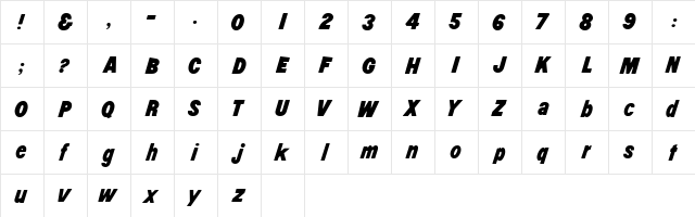 Black Oblique HPLHS  glyph index