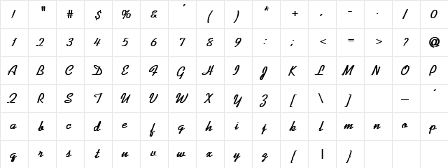 LUCILLE Regular  glyph index