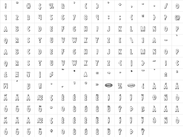 Hanging Tree 3D Regular  glyph index