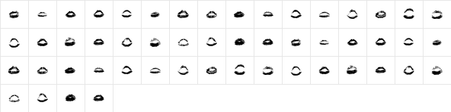 Kiss Kiss Regular  glyph index