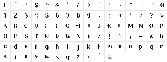 ZZZ Top Regular  glyph index