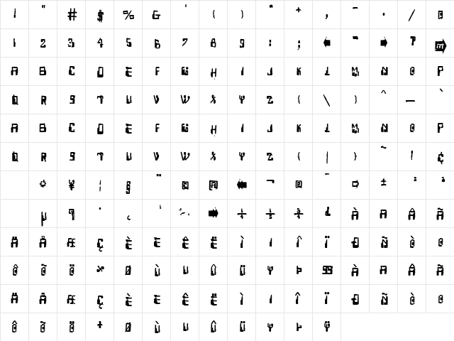 Capricorn38 Regular  glyph index