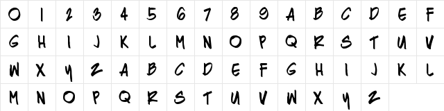 Razing Regular  glyph index