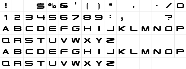Crossly Bonded Regular  glyph index