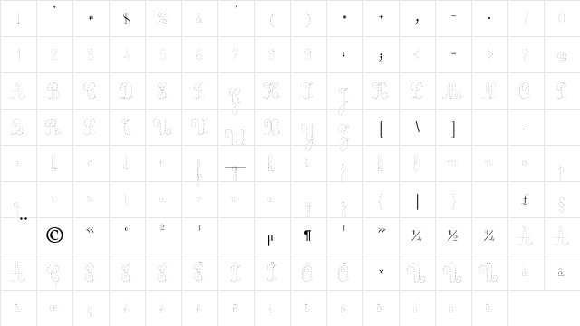 Ecolier_pointill Regular  glyph index