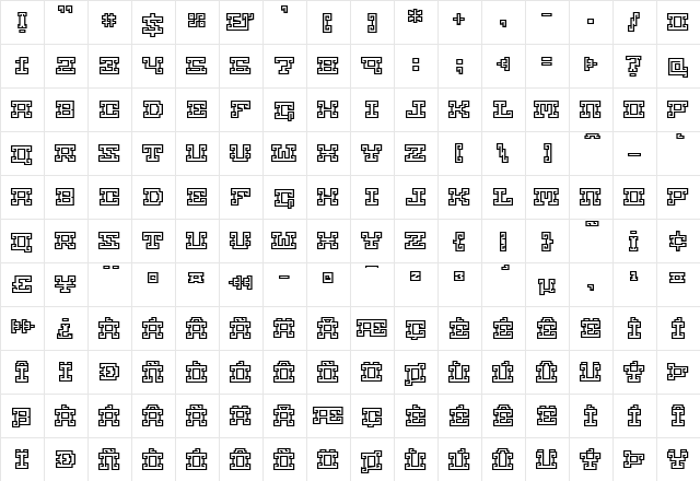 MAJA Regular  glyph index