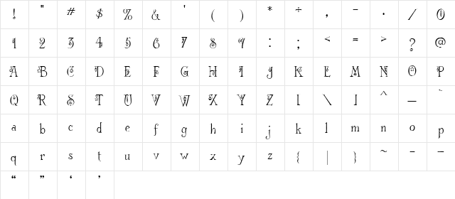 LD Deck the Halls Regular  glyph index