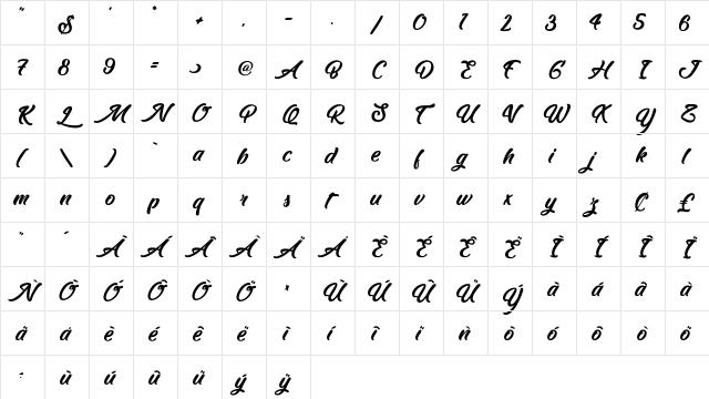 Reality Sunday light Regular  glyph index