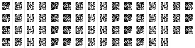 AlphanumericQR Regular  glyph index