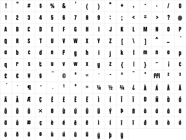 ChaletComprime HongKongEighty  glyph index
