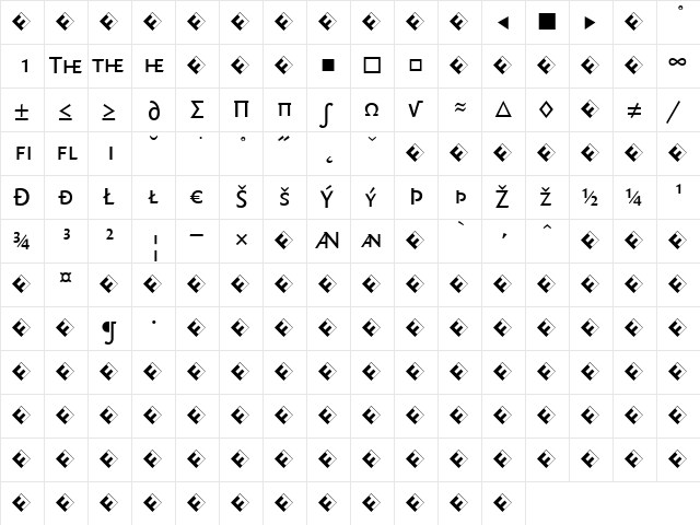 QuadraatSans-CapsExpert Regular  glyph index