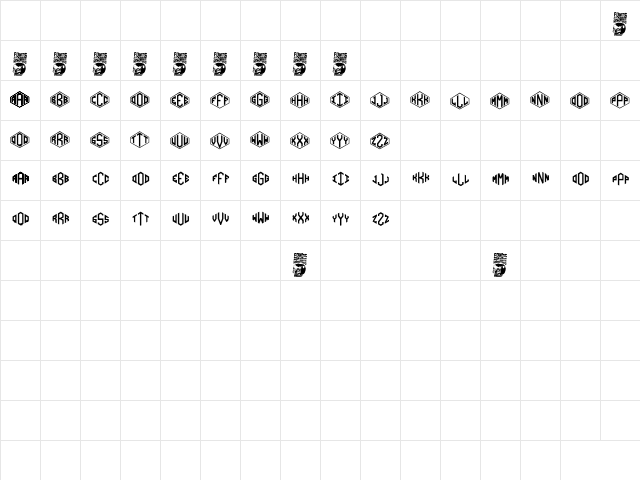 Diamondgrams Regular  glyph index