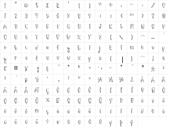 VinylSawthOut ITC Bold  glyph index