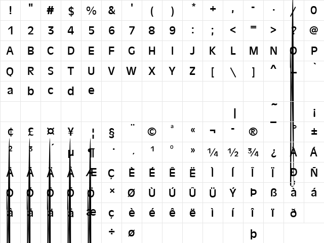 AntiqueOliT Regular  glyph index
