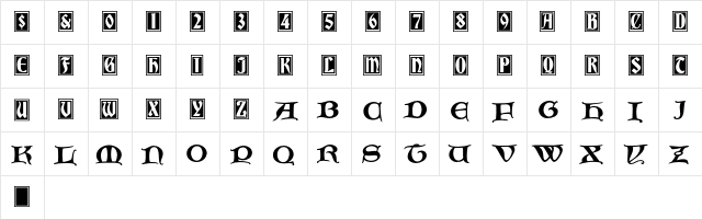 InitialsBradleyandCaxton Regular  glyph index