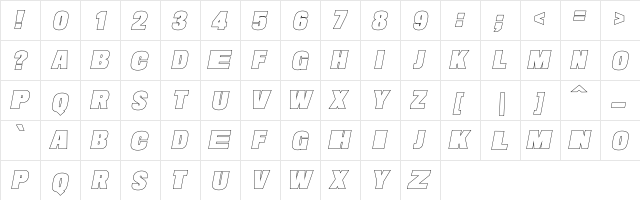 New Machines Outline DEMO Regular  glyph index