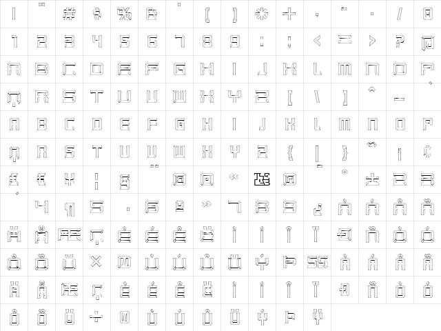 Karnivore Blue Regular  glyph index