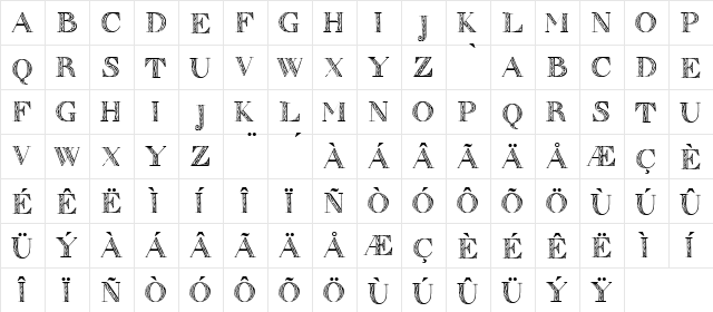 Zierinitialen 1 Regular  glyph index