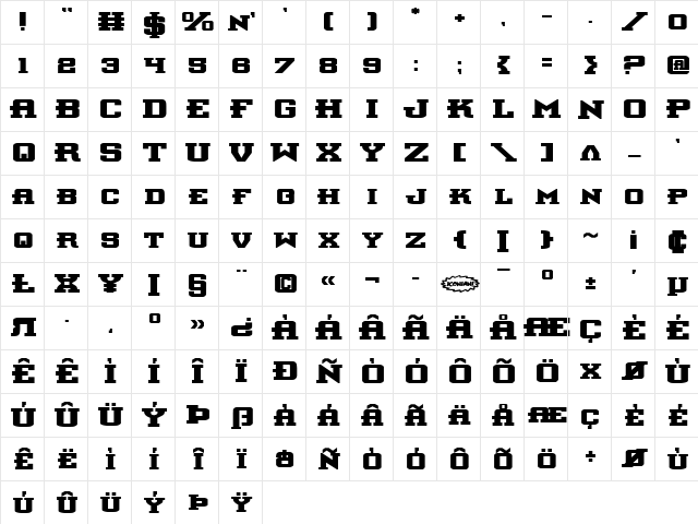 Interceptor Bold Expanded Bold Expanded  glyph index