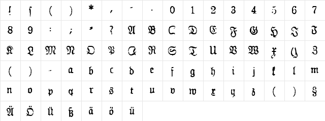 GF Gesetz Normal  glyph index