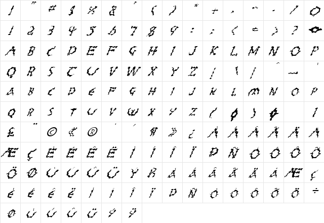 FZ WACKY 23 ITALIC Normal  glyph index