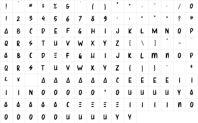 Sharoe Regular  glyph index