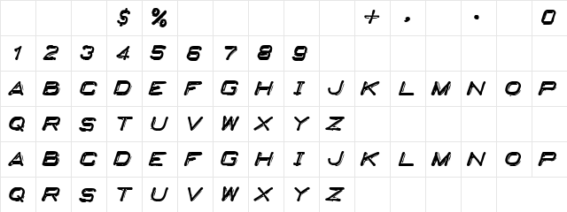 Fudge I Regular  glyph index