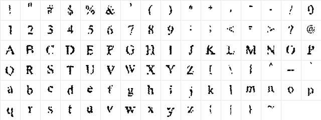Liquid Metal Regular  glyph index