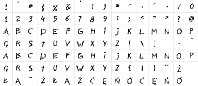 Nerwus Regular  glyph index