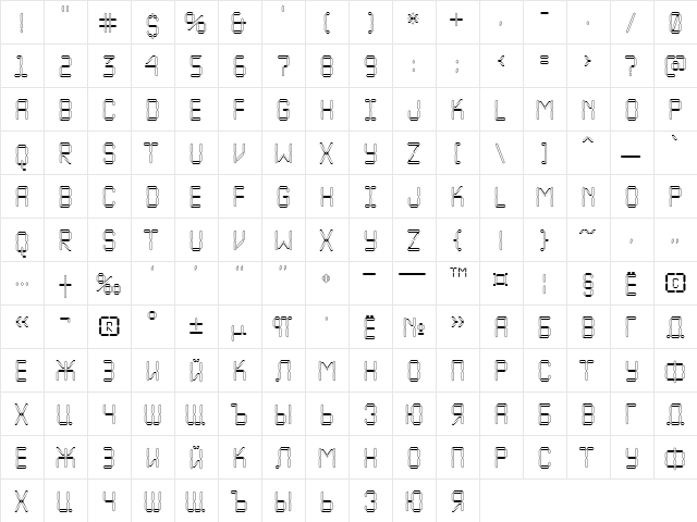 a_LCDNovaOtl Regular  glyph index