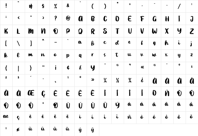 Ice Valley Regular  glyph index