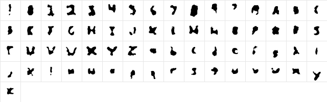 Glimmer Regular  glyph index