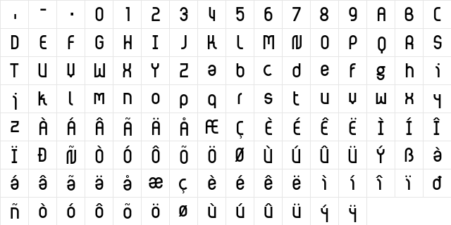 Page Bash Regular  glyph index