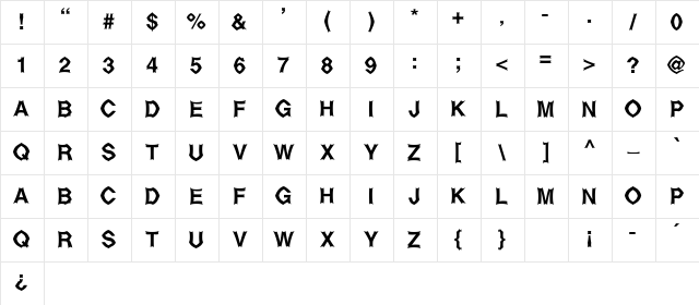 Metal-Up-Your-Ear Regular  glyph index