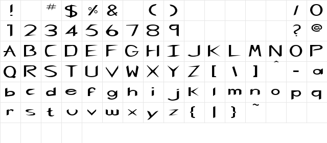SingaporeExtended Regular  glyph index