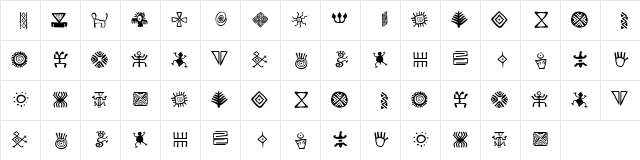 Bacata Regular  glyph index