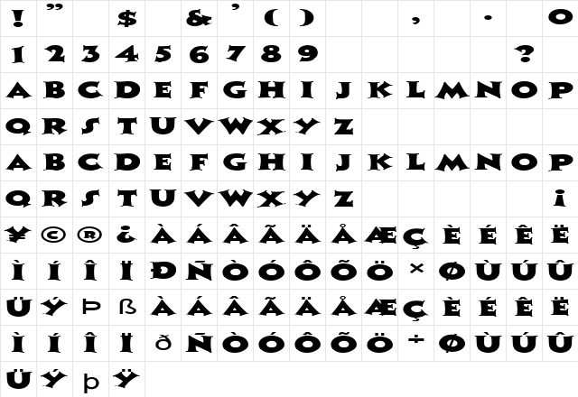 FZ JAZZY 13 EX Normal  glyph index