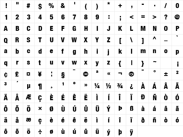 Context Reprise BlackCond SSi Normal  glyph index